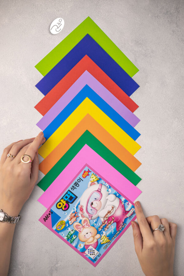 کاغذ های اوریگامی 16 تایی کره‌ای با سی‌دی آموزشی گل‌آرایی